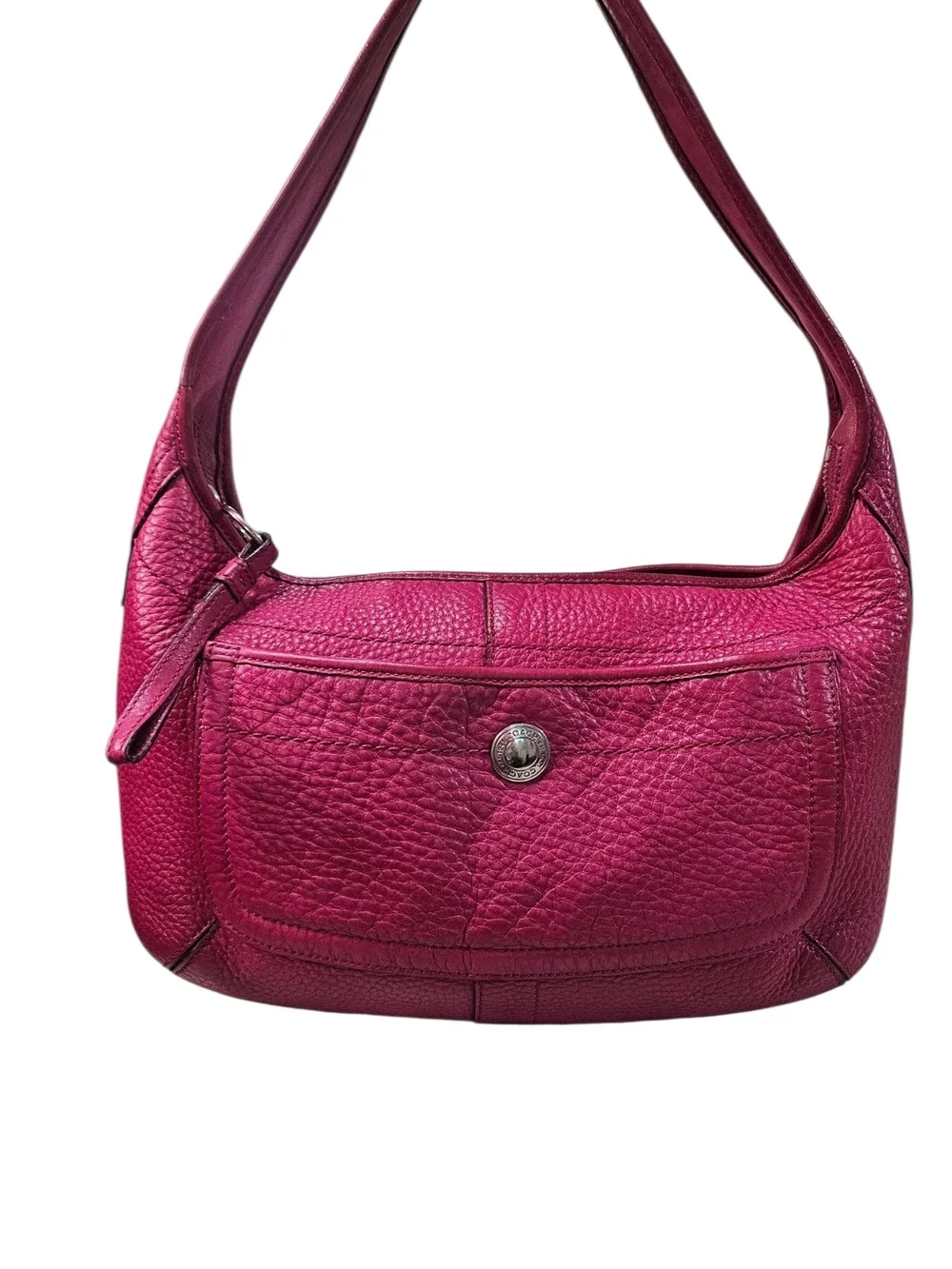 Coach ERGO TATTERSAL Fushia Pebbled Leather Shoulder Bag W/Scarf & Charm - Picture 4 of 14